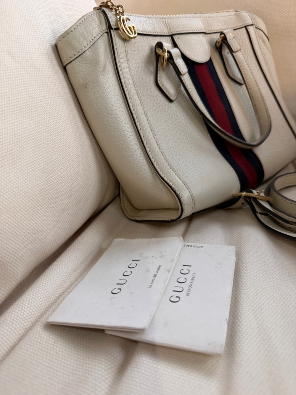 Gucci Ophidia Small Top-Handle Leather Tote with Blue & Red Sherryline - Picture 8 of 11